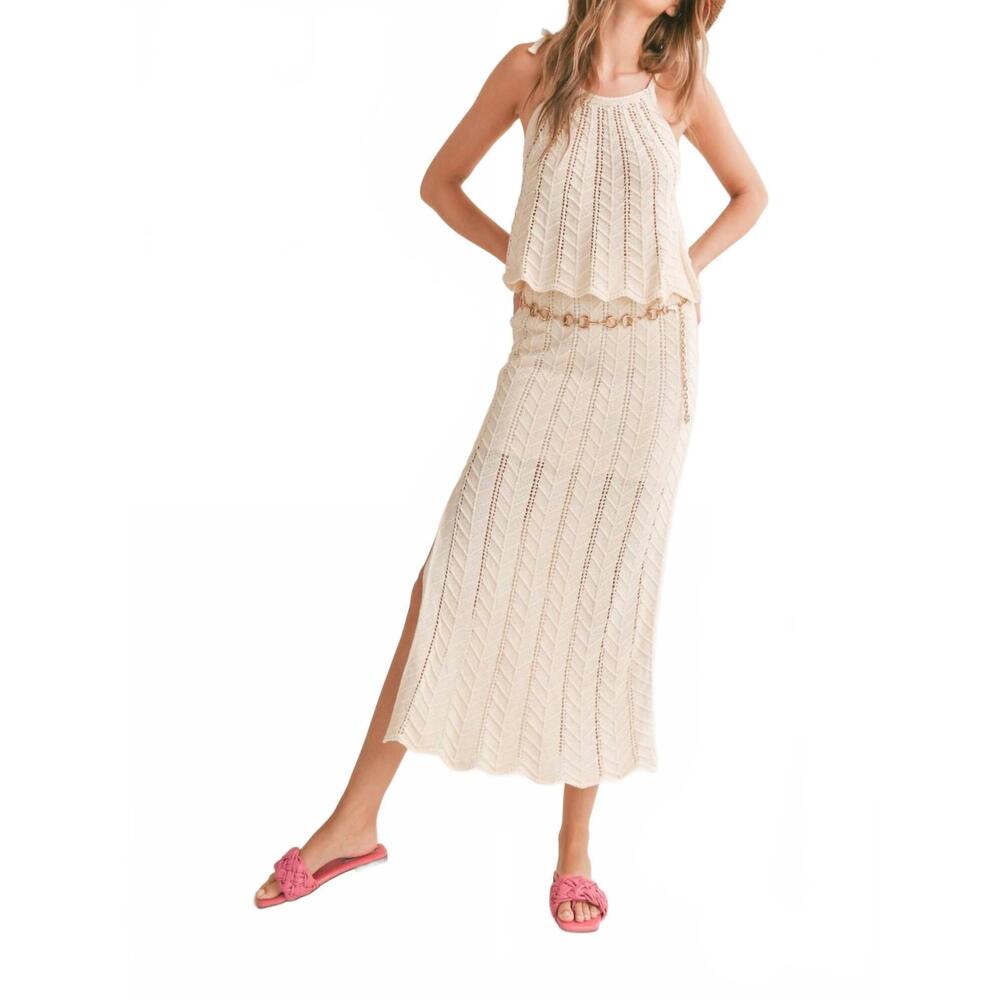NEW SADIE & SAGE baby chevron knit maxi skirt in cream